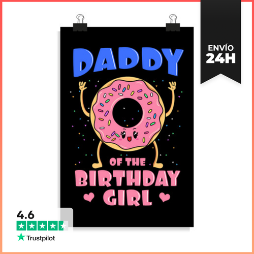 Póster Vertical Papá De La Niña De Cumpleaños Dona Rosa - latostadora.com - Modalova
