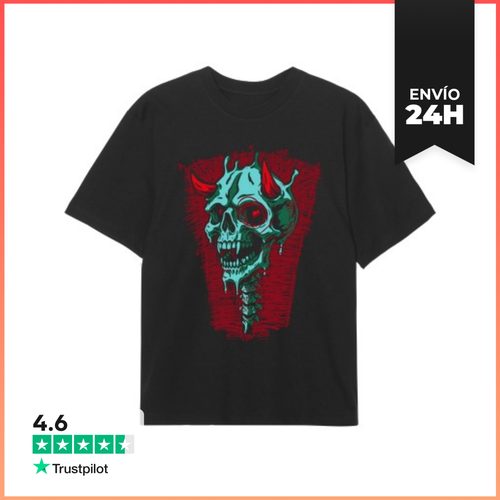 Camiseta Oversize Craneo Con Lineas Rojas LaTostadora - latostadora.com - Modalova