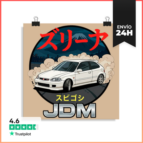 Póster Cuadrado JDM CIVIC LaTostadora - latostadora.com - Modalova