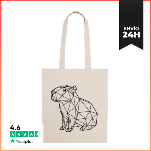 Bolsa De Tela Capibara Sentada Líneas Negras Estilo Geométrico - latostadora.com - Modalova