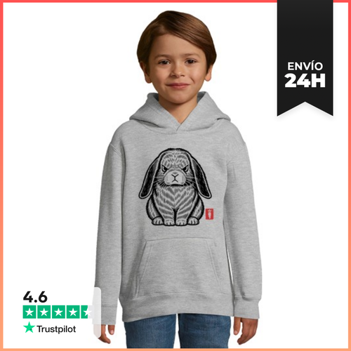 Sudadera Para Niños Con Capucha Conejo Gruñón - Linograbado De - latostadora.com - Modalova