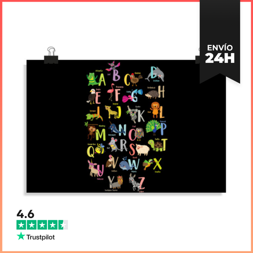 Póster Horizontal Animales Del Alfabeto Lindos Abecedario - latostadora.com - Modalova