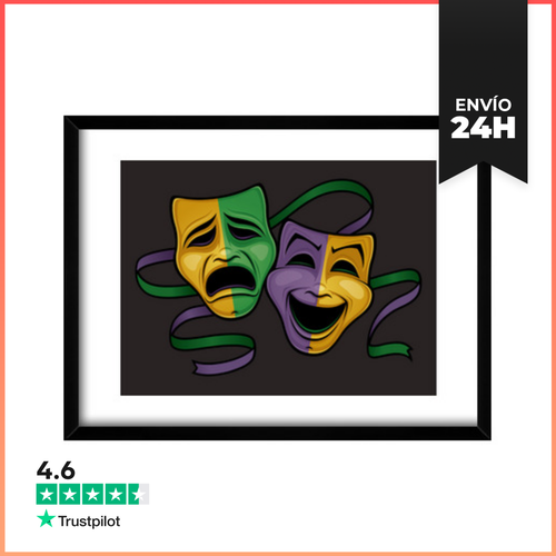 Cuadro Con Marco Horizontal Máscaras Festivas De Teatro De - latostadora.com - Modalova