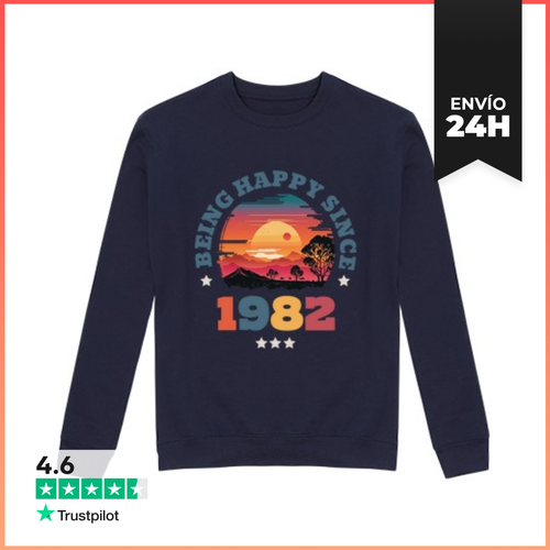 Sudadera Unisex Being Happy Since 1982 Vintage Sunset LaTostadora - latostadora.com - Modalova