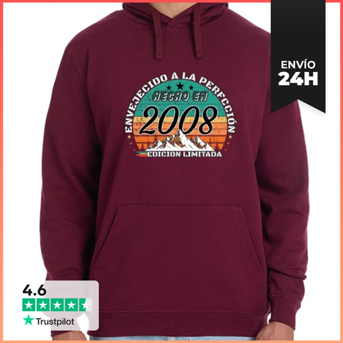 Sudadera Unisex Con Capucha Hecho En 2008 Envejecido A La - latostadora.com - Modalova