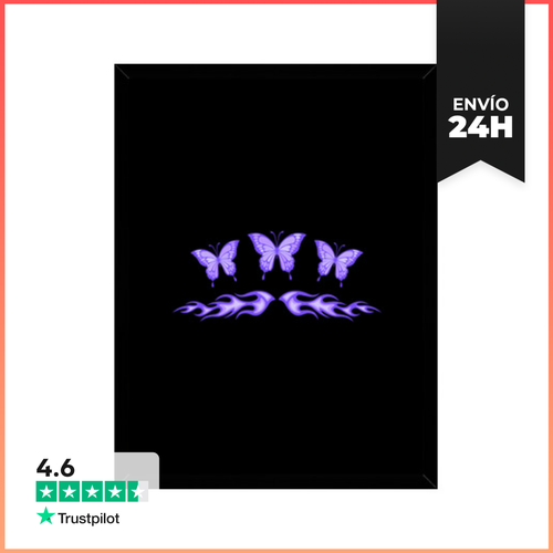 Cuadro Con Marco Vertical Tatuaje De Mariposa Morada Fairycore - latostadora.com - Modalova