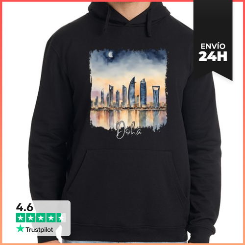 Sudadera Unisex Con Capucha Acuarela De Doha, Doha Catar - latostadora.com - Modalova