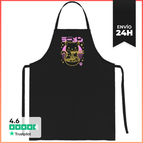 Delantal Gato Ramen Atardecer Neón LaTostadora - latostadora.com - Modalova
