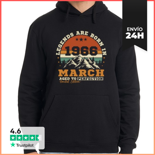 Sudadera Unisex Con Capucha Marzo 1966 Vintage Cumpleaños 1966 - latostadora.com - Modalova