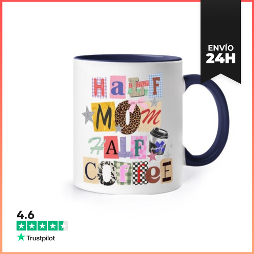 Taza De Colores HALF MOM HALF COFFEE COLLAGE LaTostadora - latostadora.com - Modalova