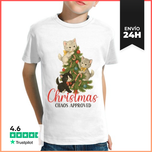 Camiseta Clásica Para Niños CHRISTMAS CHAOS APPROVED XMAS CATS - latostadora.com - Modalova