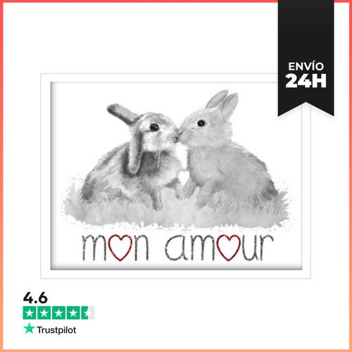 Cuadro Con Marco Horizontal Conejitos. Mon Amour 1 Gr LaTostadora - latostadora.com - Modalova
