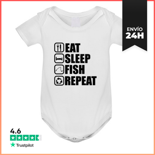 Body Bebé Comer Dormir Pescar Repetir Pescar Pesc LaTostadora - latostadora.com - Modalova
