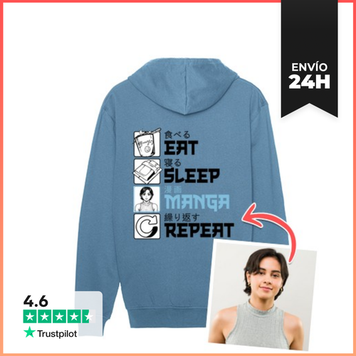 Sudadera Unisex Con Capucha efecto manga Eat Sleep Manga Repeat - latostadora.com - Modalova