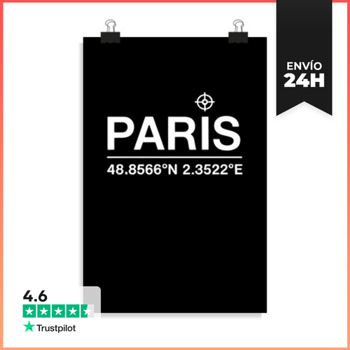 Póster Vertical Coordenadas De París Viaje Francia Torre Eiffel - latostadora.com - Modalova