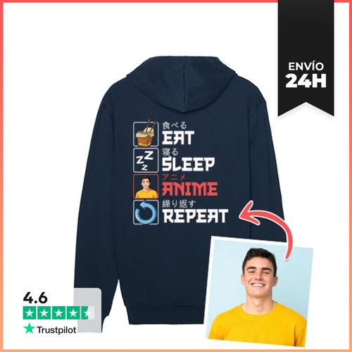 Sudadera Unisex Con Capucha Efecto Anime Sudadera Eat Sleep Anime - latostadora.com - Modalova