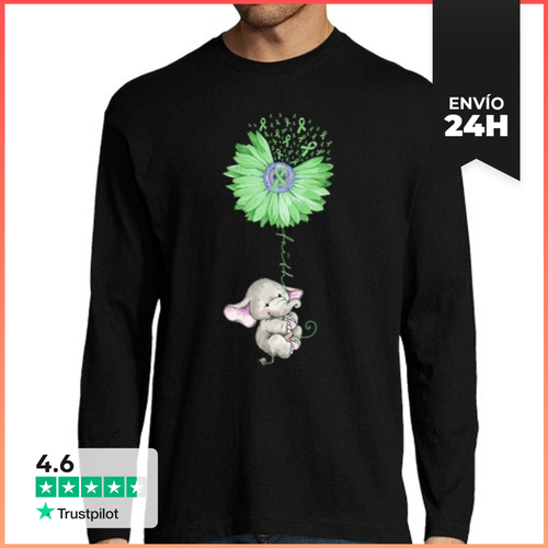 Camiseta Hombre Manga Larga Elefante De Fe Sostiene Girasol Verde - latostadora.com - Modalova
