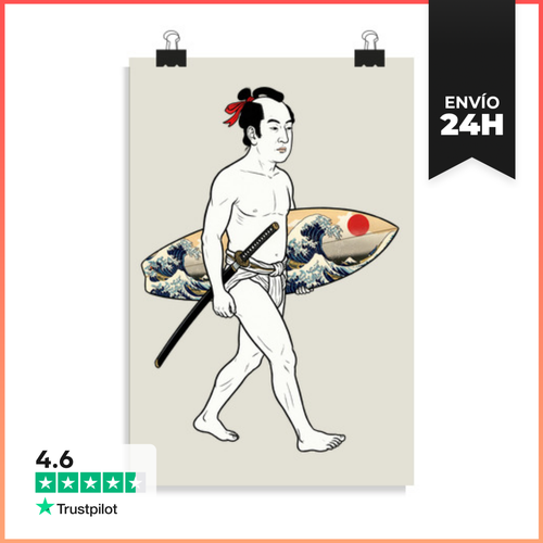 Póster Vertical Samurái Surfista LaTostadora - latostadora.com - Modalova