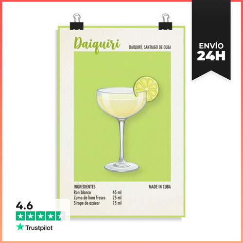 Póster Vertical Daiquiri - Decoración Vintage - Ingredientes - latostadora.com - Modalova