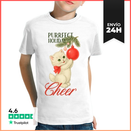 Camiseta Clásica Para Niños PURRFECT HOLIDAY CHEER XMAS CAT - latostadora.com - Modalova