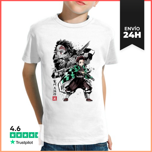 Camiseta Clásica Para Niños Demon Slayer Tanjiro Sumi-e - latostadora.com - Modalova