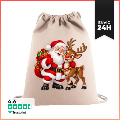 Mochila Saco Con Cuerdas Papá Noel Y Rodolfo 2 LaTostadora - latostadora.com - Modalova