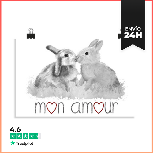 Póster Horizontal Conejitos. Mon Amour 1 Gr LaTostadora - latostadora.com - Modalova