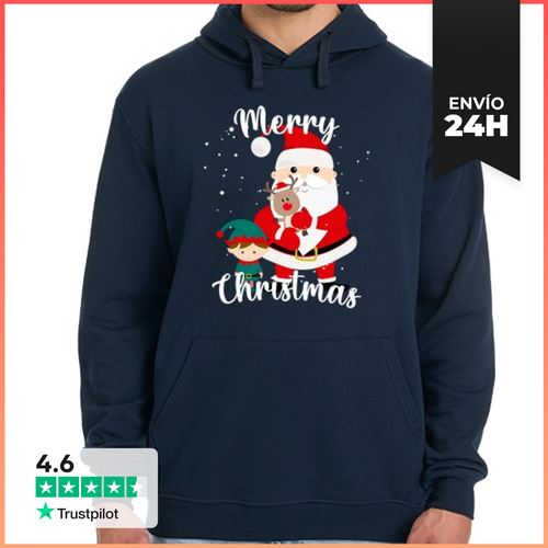 Sudadera Unisex Con Capucha Santa, Elfi Y Mini Rudolph - latostadora.com - Modalova