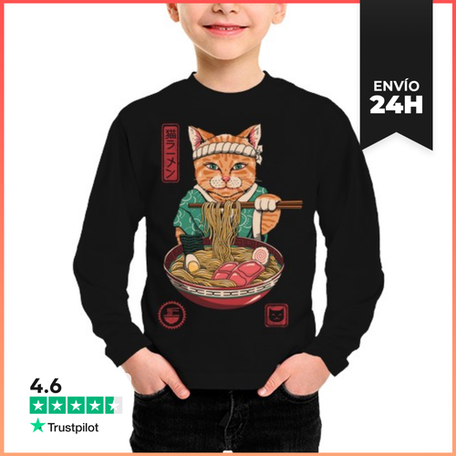 Camiseta Manga Larga Para Niños Neko Ramen LaTostadora - latostadora.com - Modalova