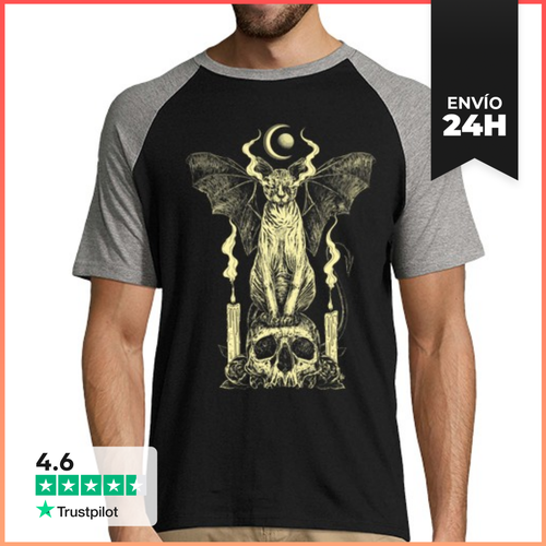 Camiseta Hombre, Estilo Béisbol Gato Esfinge Malvado Cráneo De - latostadora.com - Modalova