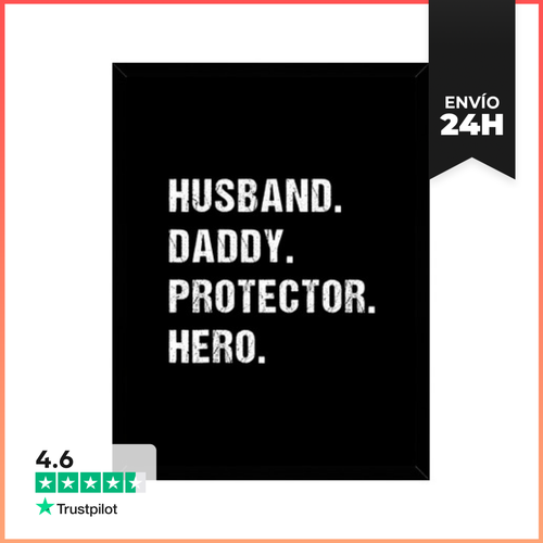Cuadro Con Marco Vertical Esposo Papá Protector Héroe Cumpleaños - latostadora.com - Modalova