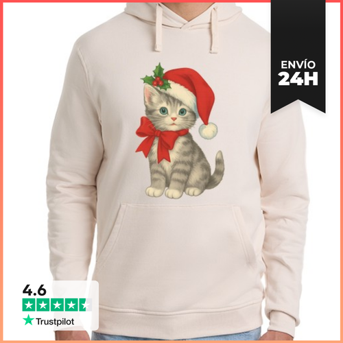 Sudadera Unisex Con Capucha GATITO NAVIDEÑO SANTA CLAUS XMAS CAT - latostadora.com - Modalova