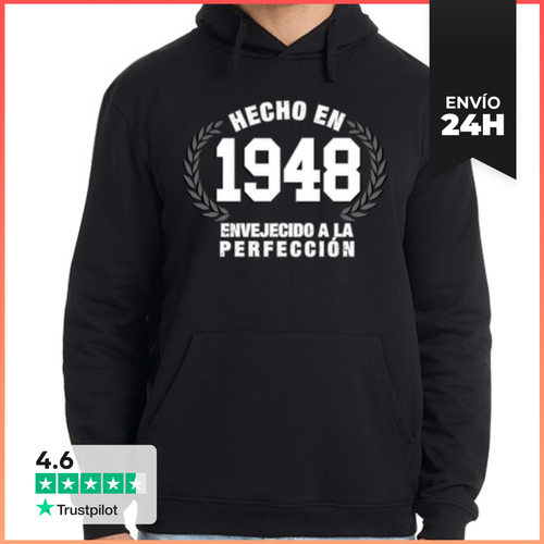 Sudadera Unisex Con Capucha Hecho En 1948 Envejecido A La - latostadora.com - Modalova