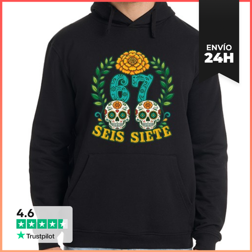 Sudadera Unisex Con Capucha 67 Seis Siete Día De Los Muertos - latostadora.com - Modalova