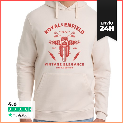 Sudadera Unisex Con Capucha Royal Enfield 1972 Vintage Elegance - latostadora.com - Modalova