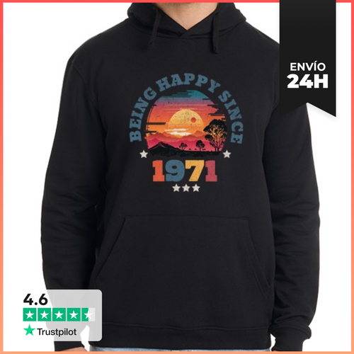 Sudadera Unisex Con Capucha Vintage Sunset Being Happy Since 1971 - latostadora.com - Modalova