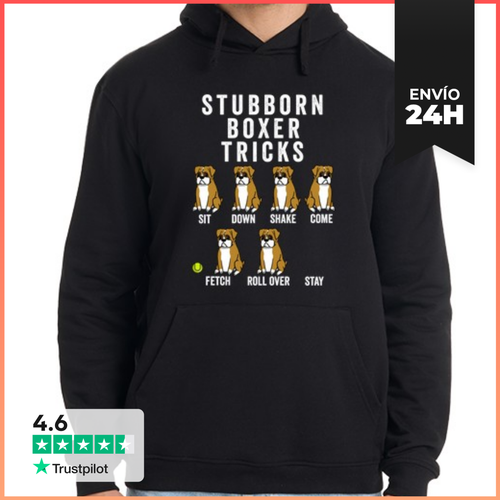 Sudadera Unisex Con Capucha Stubborn Perro Boxer Tricks - latostadora.com - Modalova