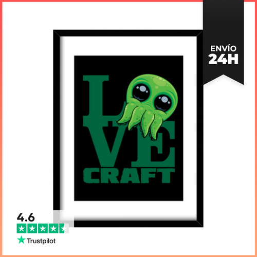 Cuadro Con Marco Vertical Diseño De Amor De Cthulhu Bebé Lovecraf - latostadora.com - Modalova