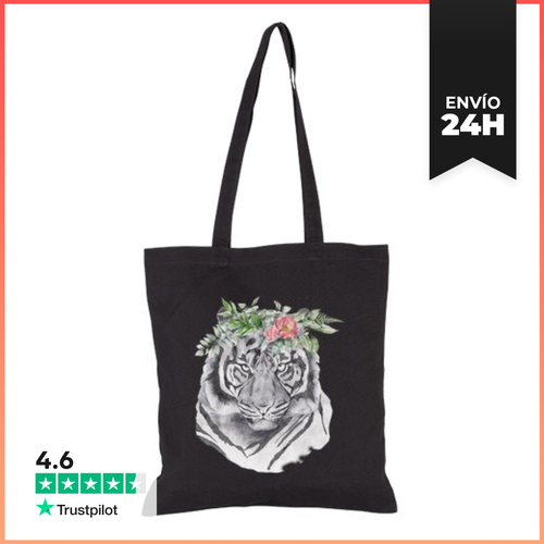 Bolsa De Tela Tigre Con Flores Totebag LaTostadora - latostadora.com - Modalova