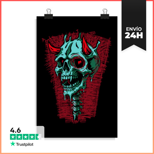 Póster Vertical Craneo Con Lineas Rojas LaTostadora - latostadora.com - Modalova