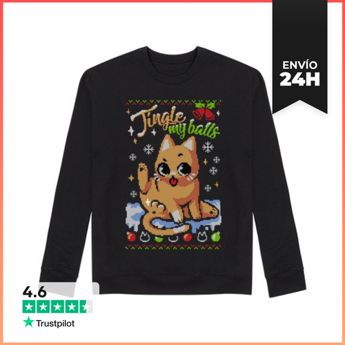 Sudadera Unisex Gato Navideño Ugly Jersei - Jingle Balls - latostadora.com - Modalova