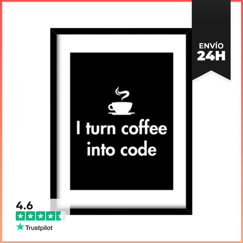 Cuadro Con Marco Vertical Transformo El Café En Código - latostadora.com - Modalova