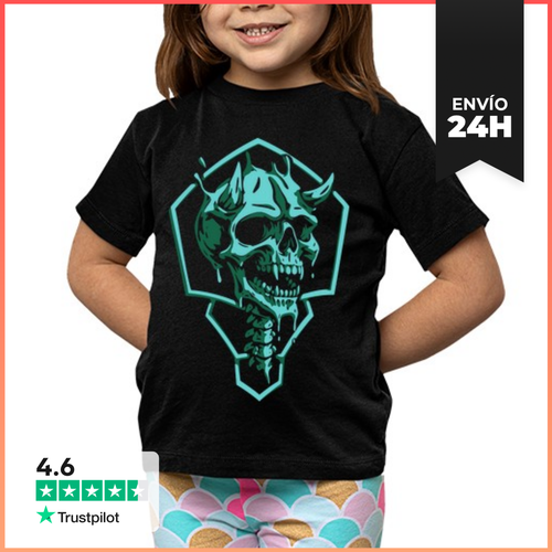 Camiseta Clásica Para Niños Craneo Con Cuernos Azul LaTostadora - latostadora.com - Modalova