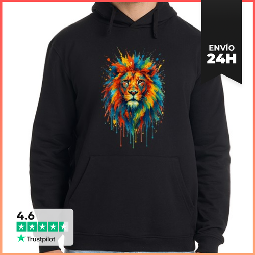 Sudadera Unisex Con Capucha León Colorido Acuarela Salpicadura - latostadora.com - Modalova
