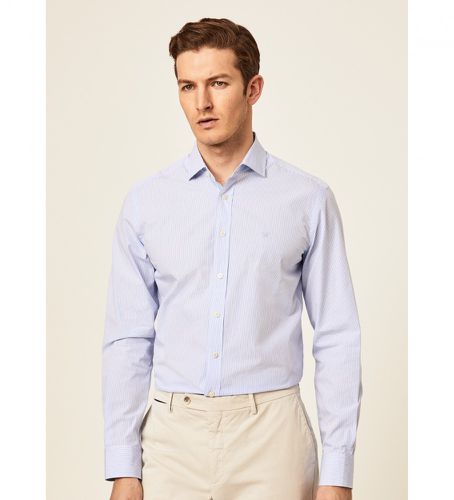 HM309376 Shirt Stripes bengala Fit Slim Slim (M), Bleu, Casuel, Classique, Manche longue, Le coton biologiqu - Hackett London - Modalova