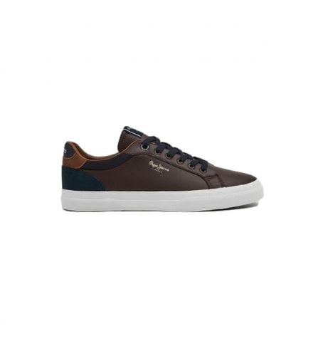 PMS30839 Kenton Court - Baskets en cuir marron (40), Plat, Lacets, Casuel - Pepe Jeans - Modalova