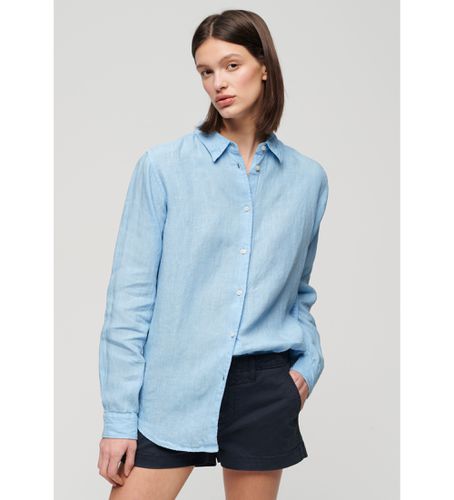 W4010415A Chemise décontractée en lin avec coupe boyfriend bleue (XS), Casuel, Manche longue - Superdry - Modalova