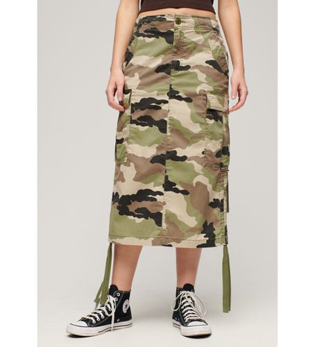 W7210336A Jupe midi militaire verte (S), Casuel, Camouflage, Coton - Superdry - Modalova