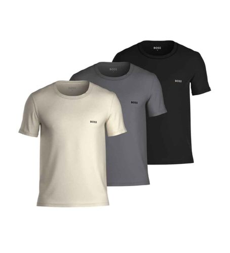 Lot de 3 T-shirts brodés du logo beige, , (M), Homewear, Coton, Manche courte - BOSS - Modalova