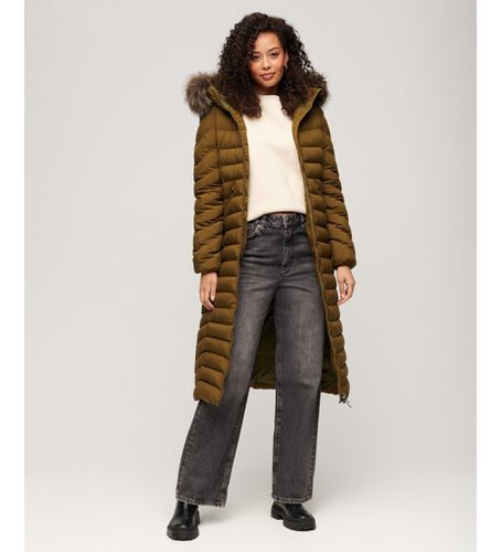 W5011790A Long Hooded Jacket With Synthetic Fur Trim Fuji (S), Casuel, Vert, Polister recyclé - Superdry - Modalova